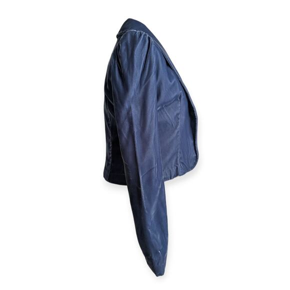Vintage Blue Velvet Velour Blazer ~ Cornflower satin lined XS/S Open front - Picture 6 of 8